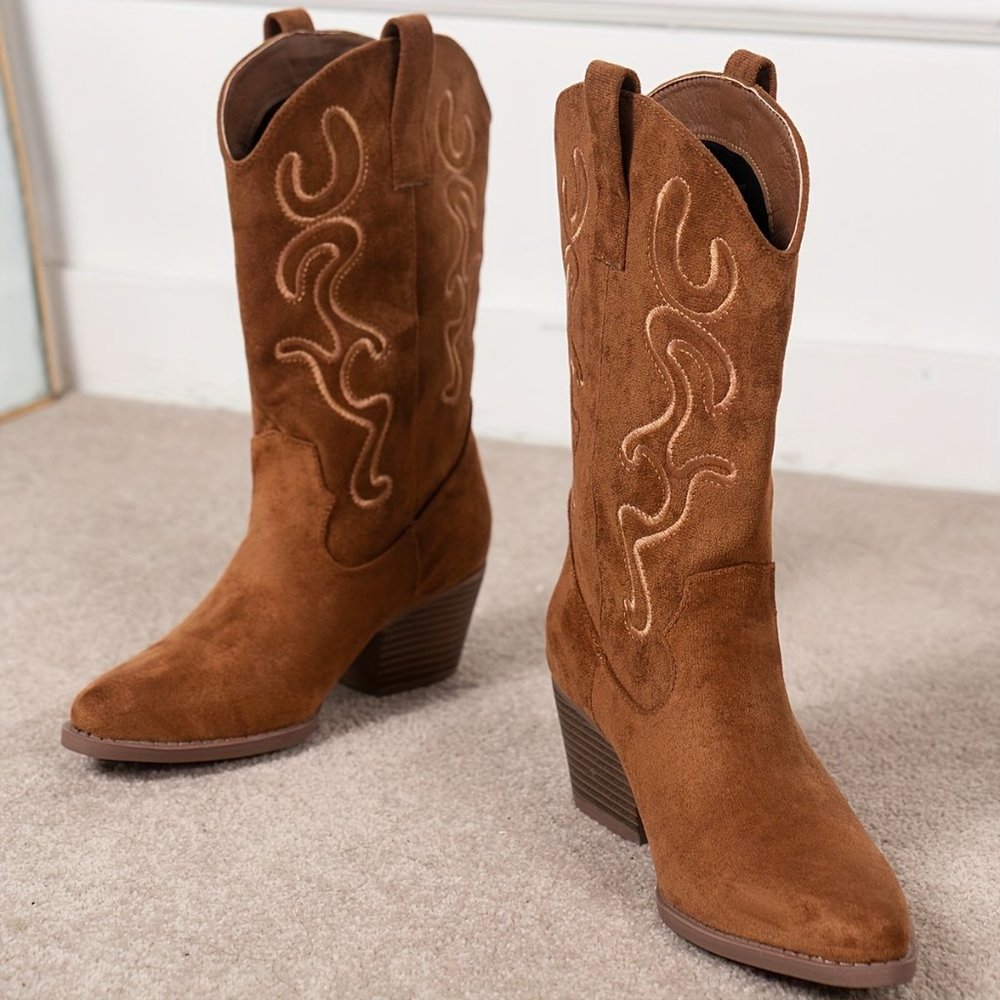 Women Chunky heel midcalf boots, cowboy boots - Picture 6 of 12
